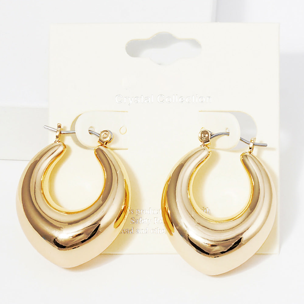 Bold Metal Abstract Hoop Pin Catch Earrings