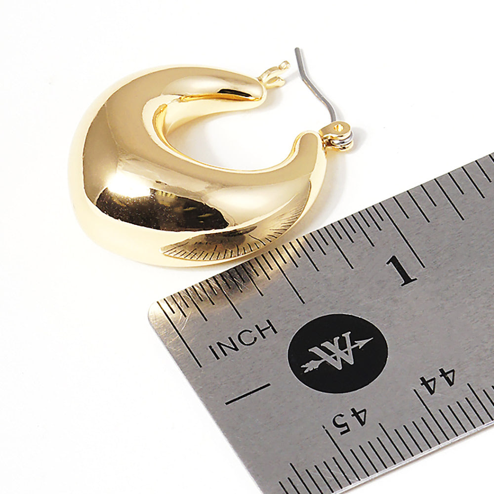 Bold Metal Abstract Hoop Pin Catch Earrings