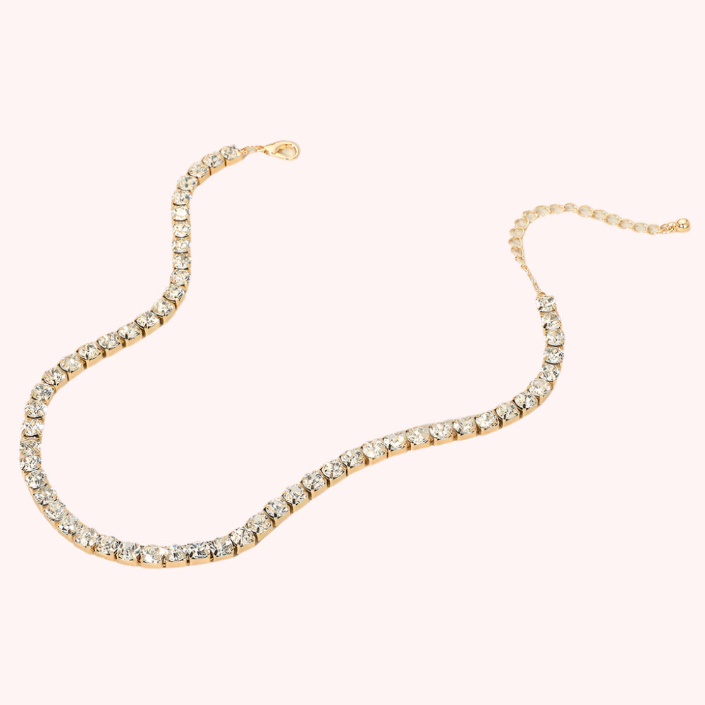 Crystal Stone Tennis Chain Necklace