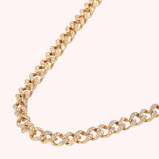 Stone Paved Cuban Chain Necklace