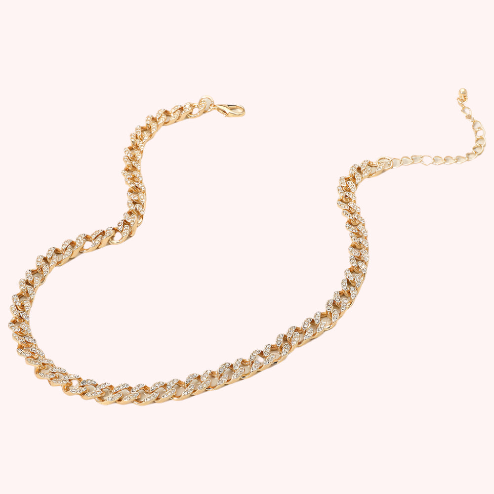Stone Paved Cuban Chain Necklace