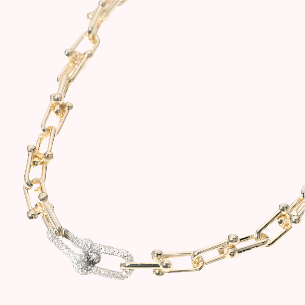 14K Gold Plated CZ Stone Paved Chain Necklace