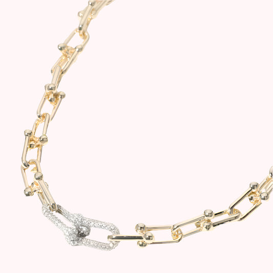 14K Gold Plated CZ Stone Paved Chain Necklace