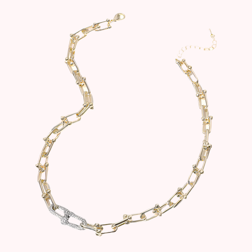 14K Gold Plated CZ Stone Paved Chain Necklace