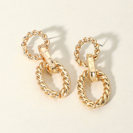 Oval Rope Ring Link Earrings