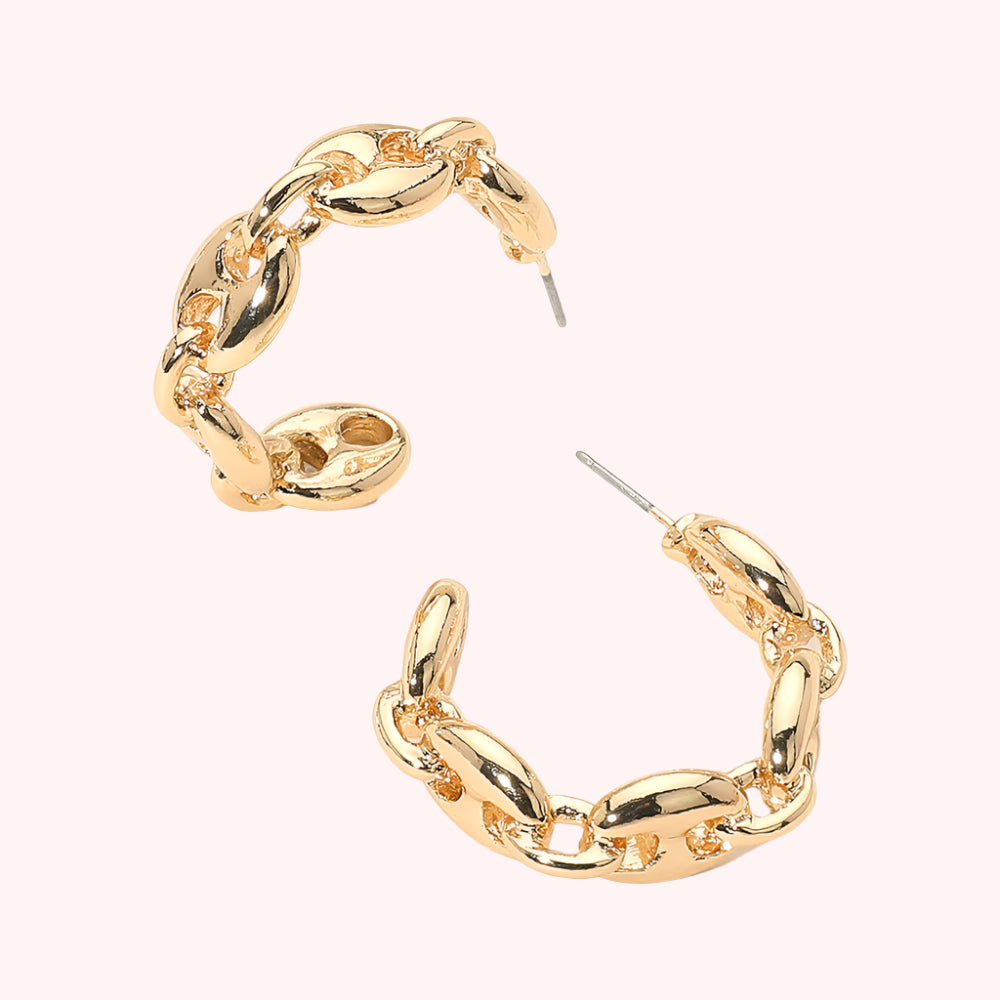 Metal Mariner Link Hoop Earrings
