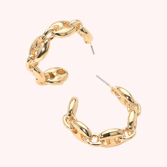 Metal Mariner Link Hoop Earrings